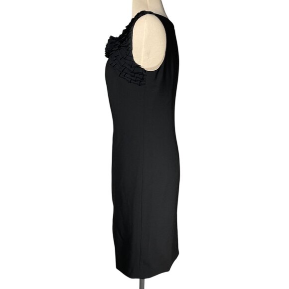 Ann Taylor Black Sleeveless Dress with Ruffle Neckline, Size 8P EUC - Picture 3 of 9